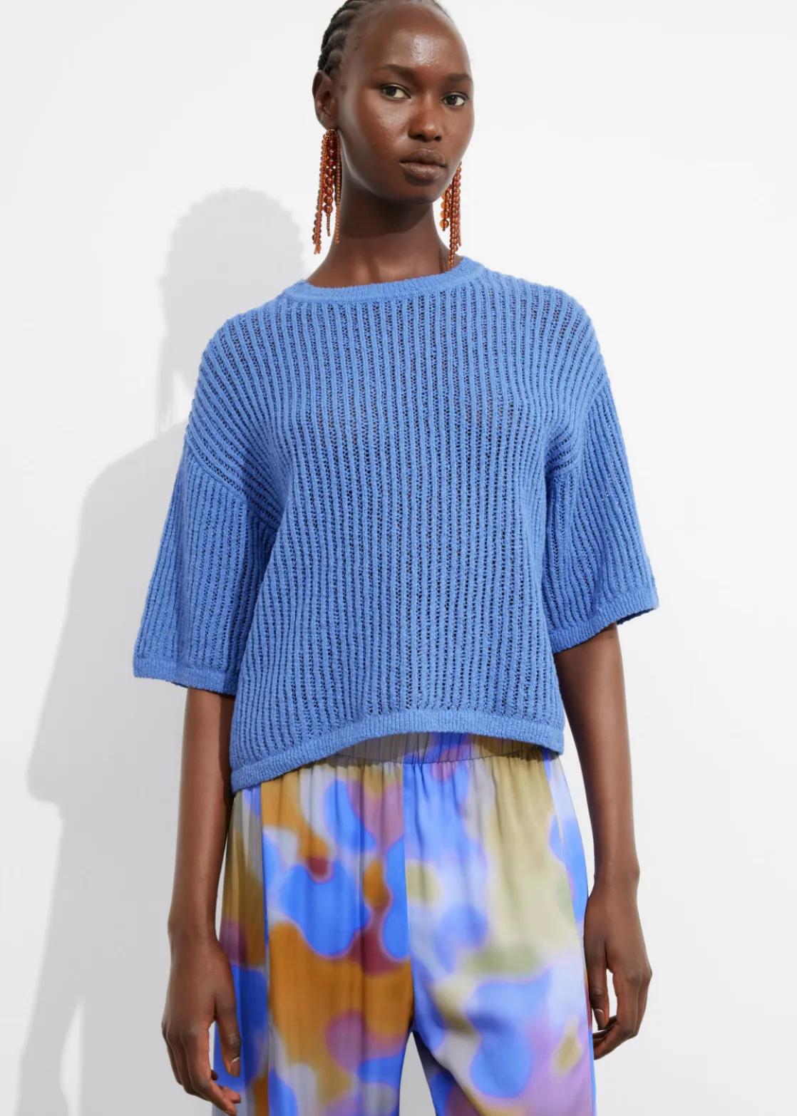 Sheer Rib-Knit T-Shirt