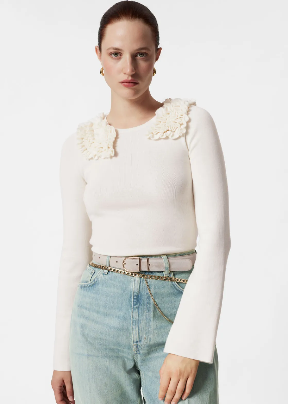 Ruffled Merino-Blend Top