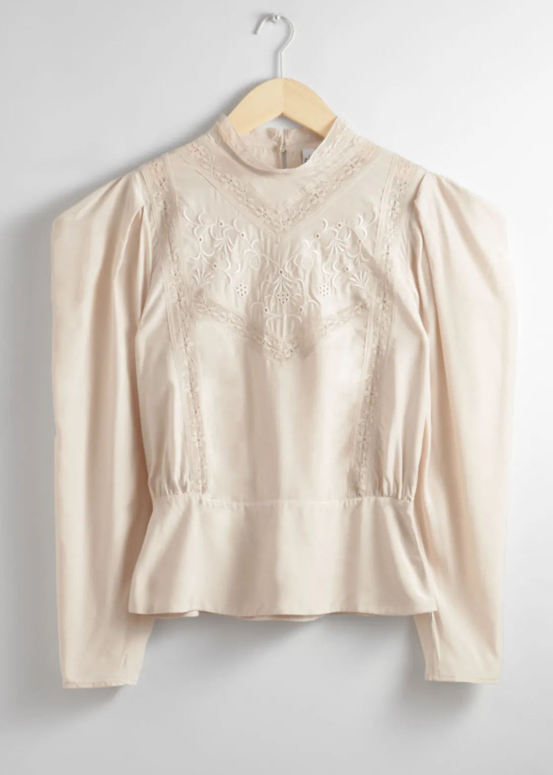 Embroidered Puff-Sleeve Blouse