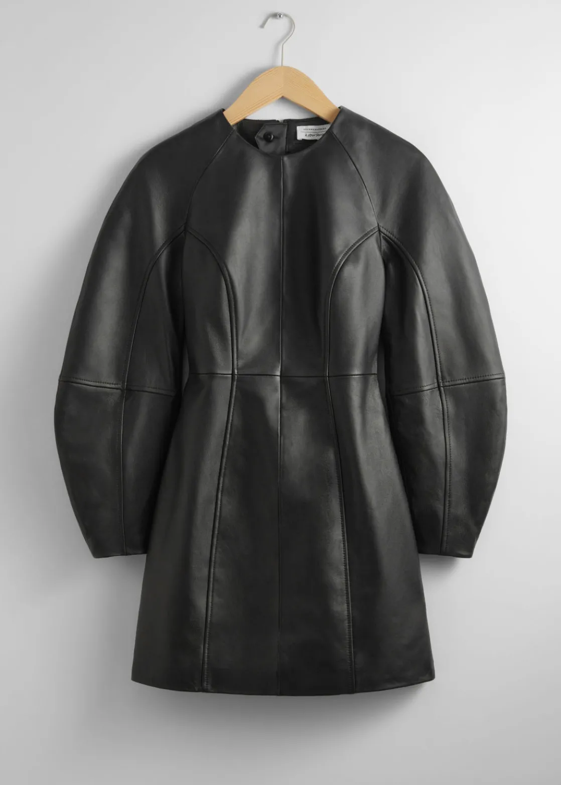 Sculptural Leather Mini Dress