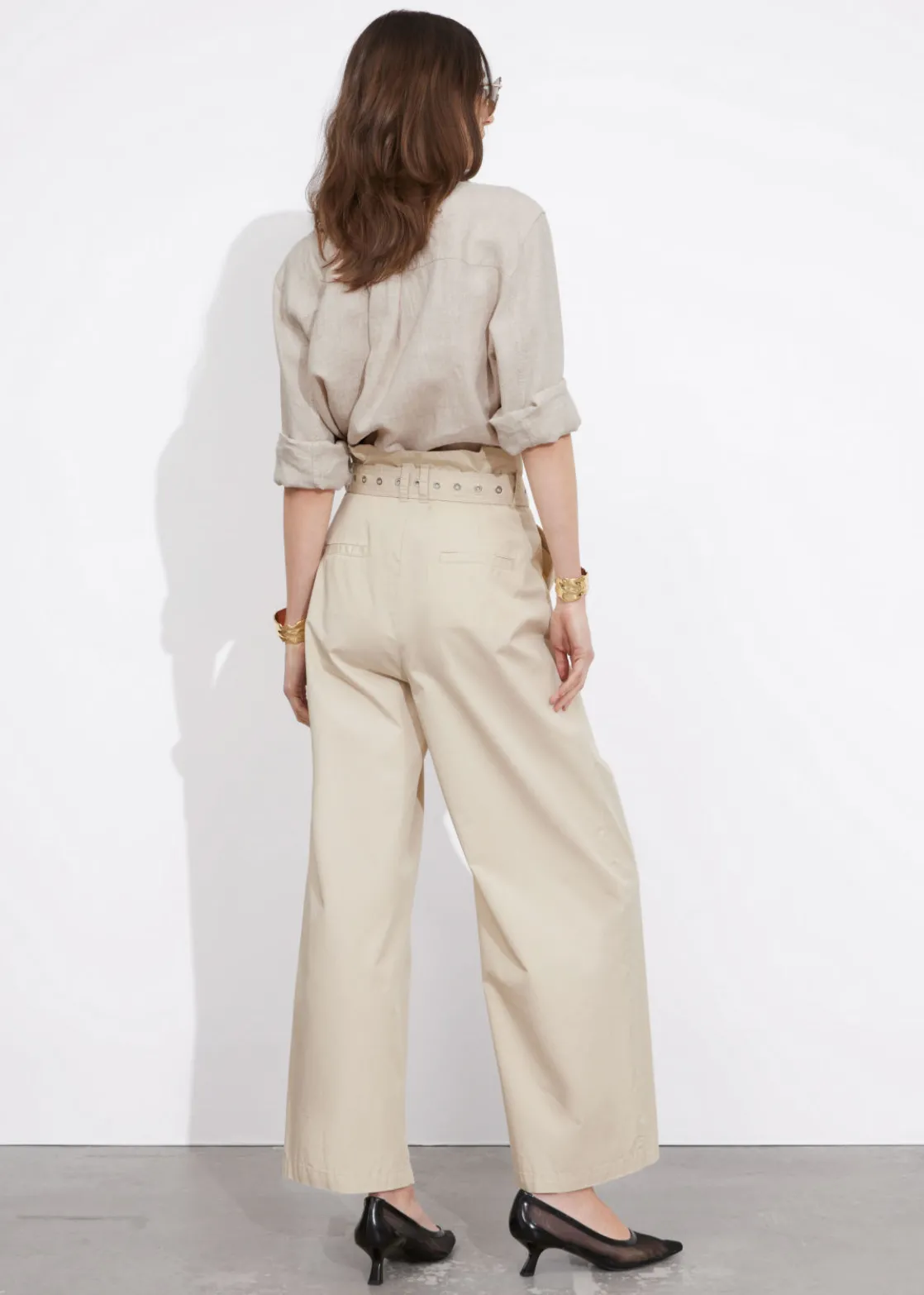 Eyelet-Belt Paperbag Trousers