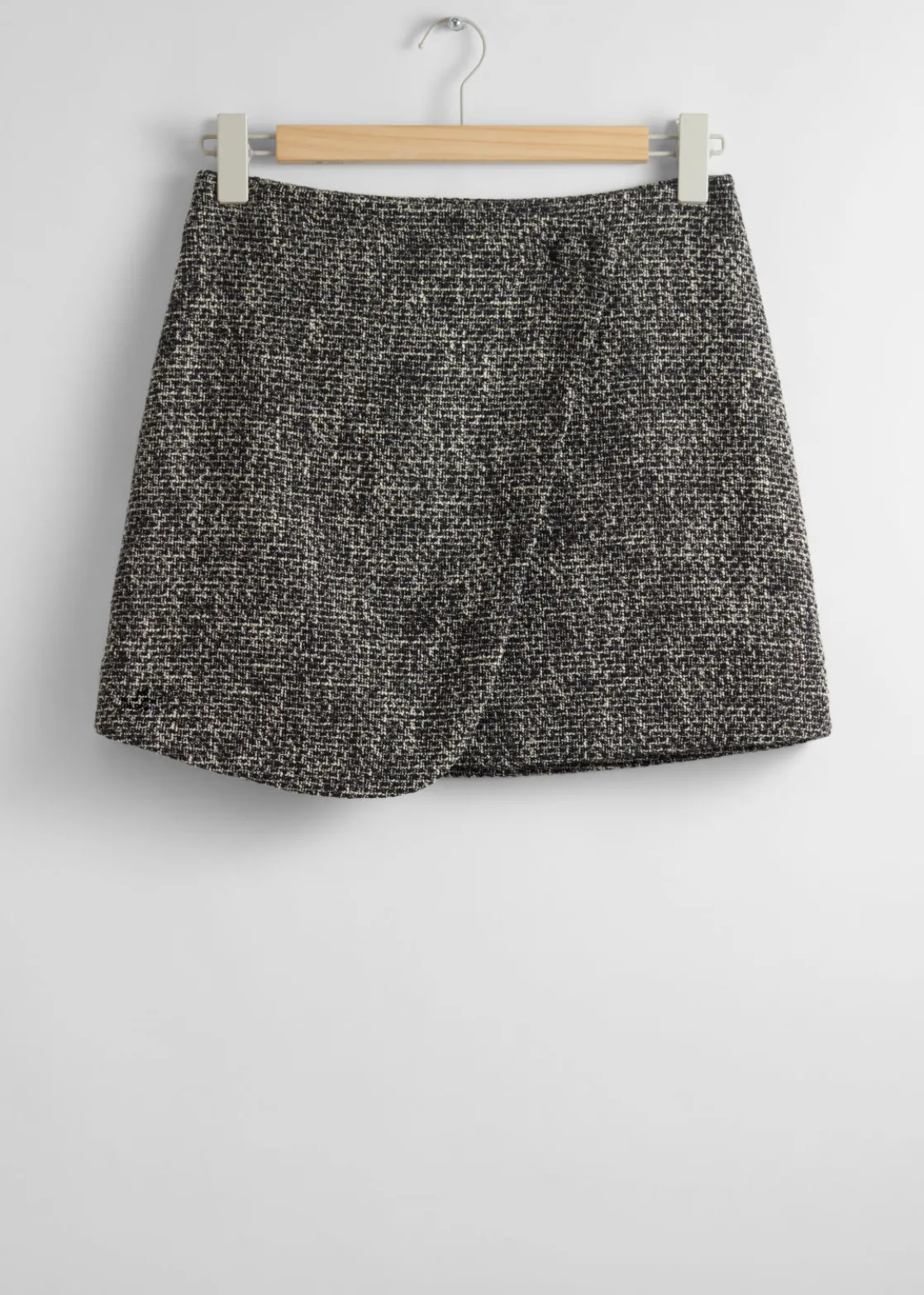 Short Tweed Wrap Skirt
