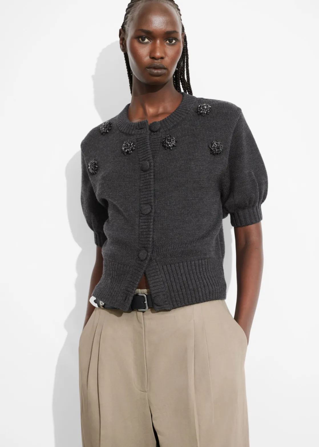 Beaded Merino Cardigan