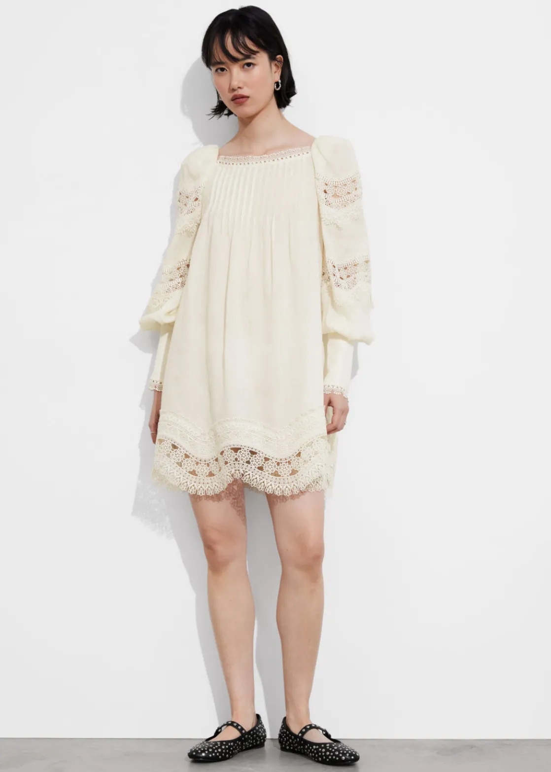 Lace-Trimmed Mini Dress