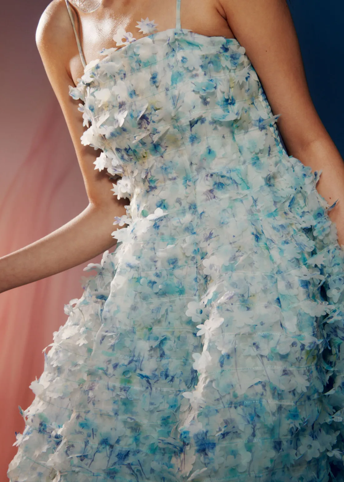 Floral-Appliqué Midi Dress