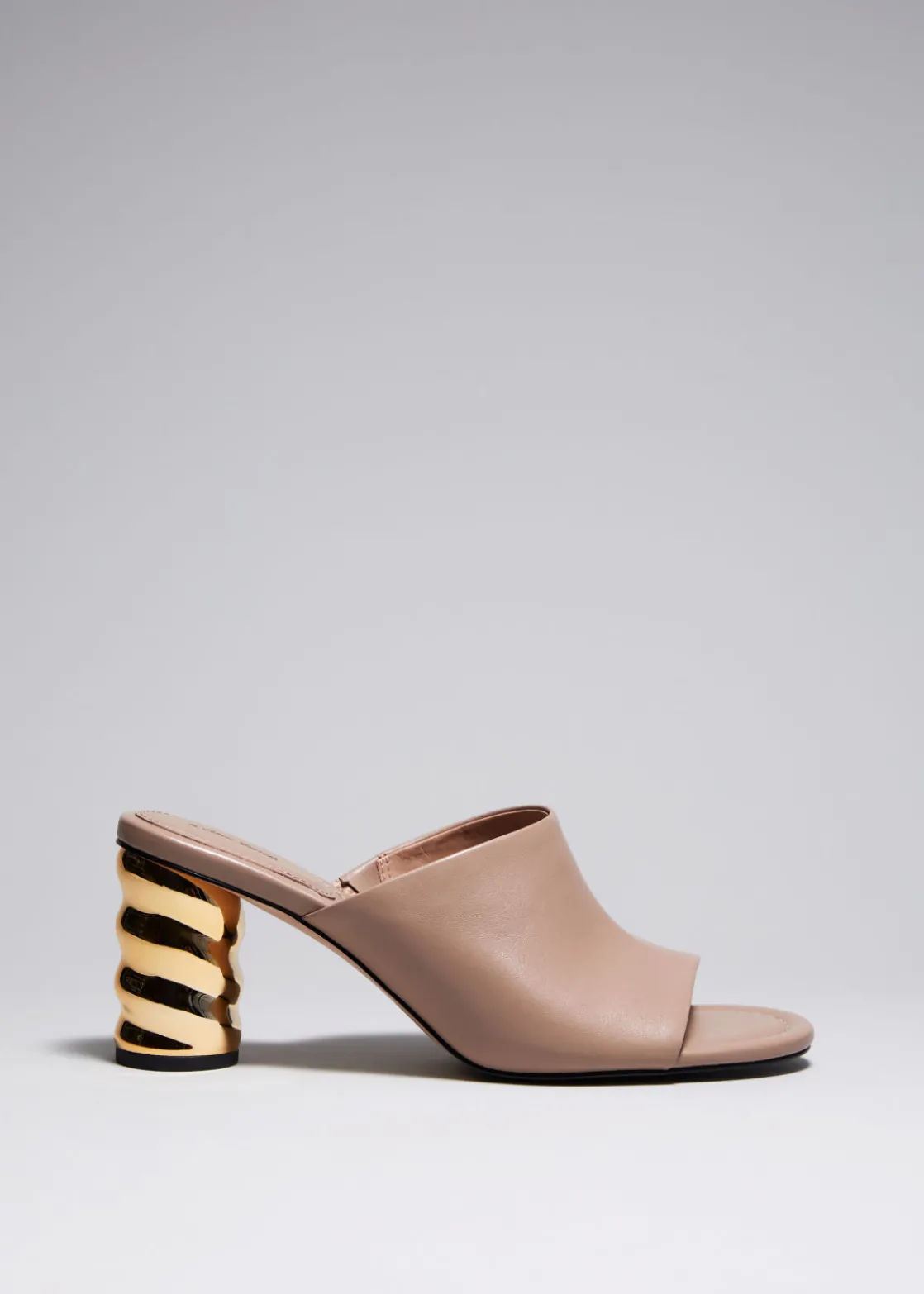 Sculptural Heel Leather Mules