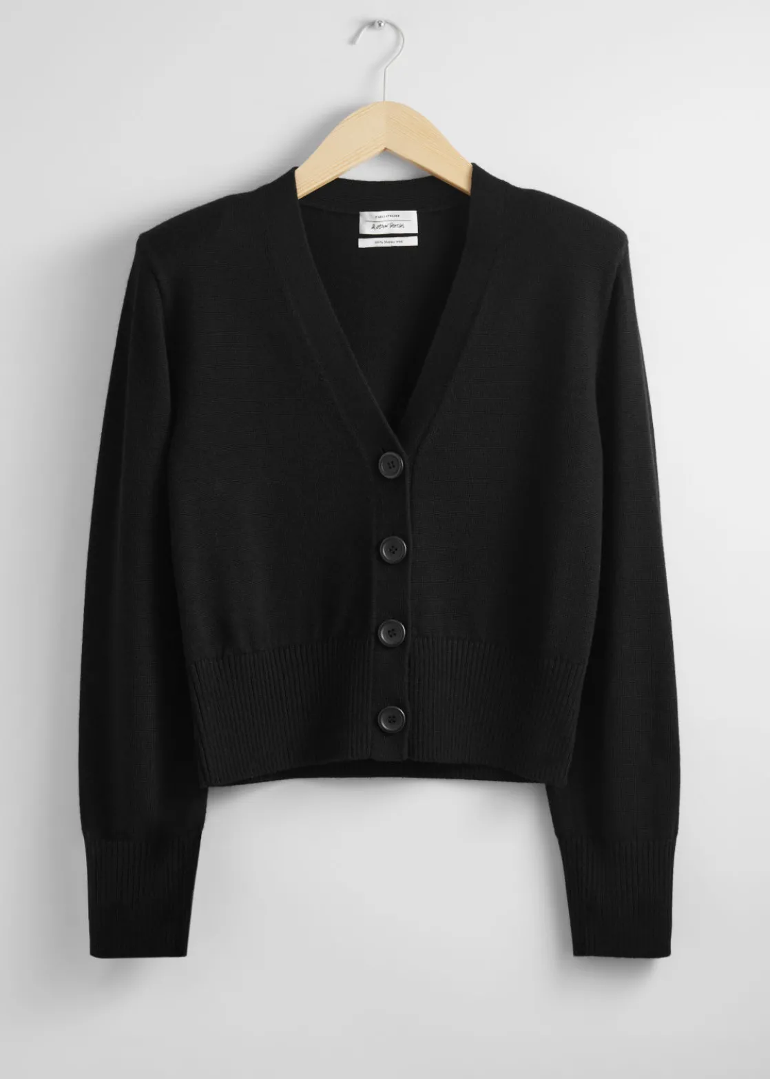 Padded Shoulder Merino Cardigan