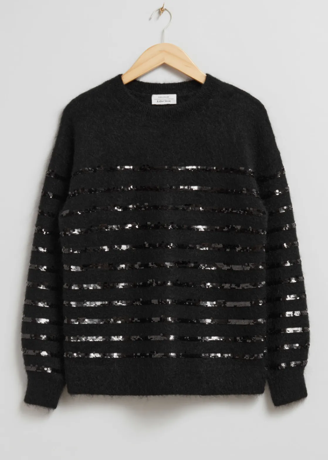 Sequin-Stripe Knit Sweater
