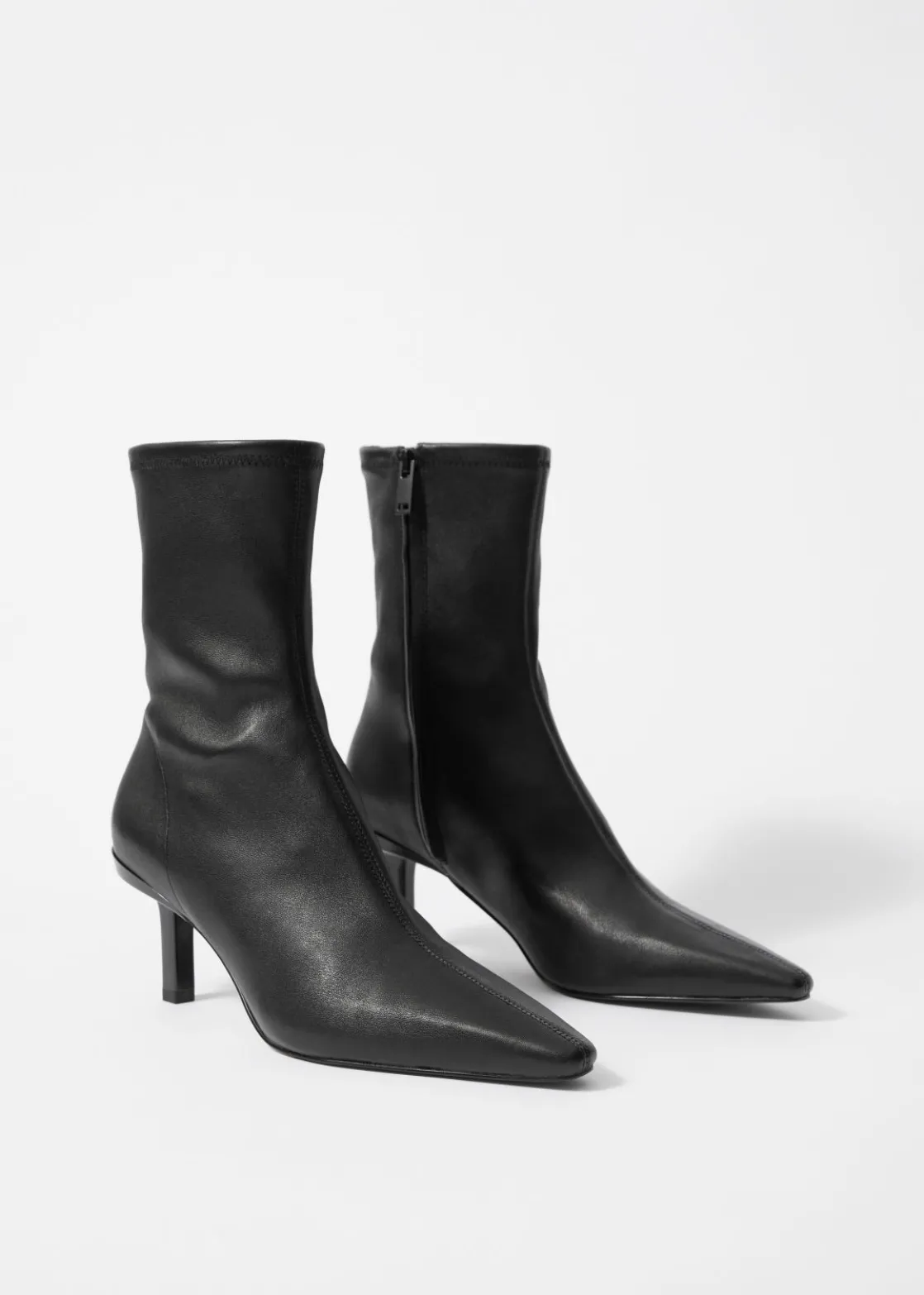 Stretch-Leather Ankle Boots