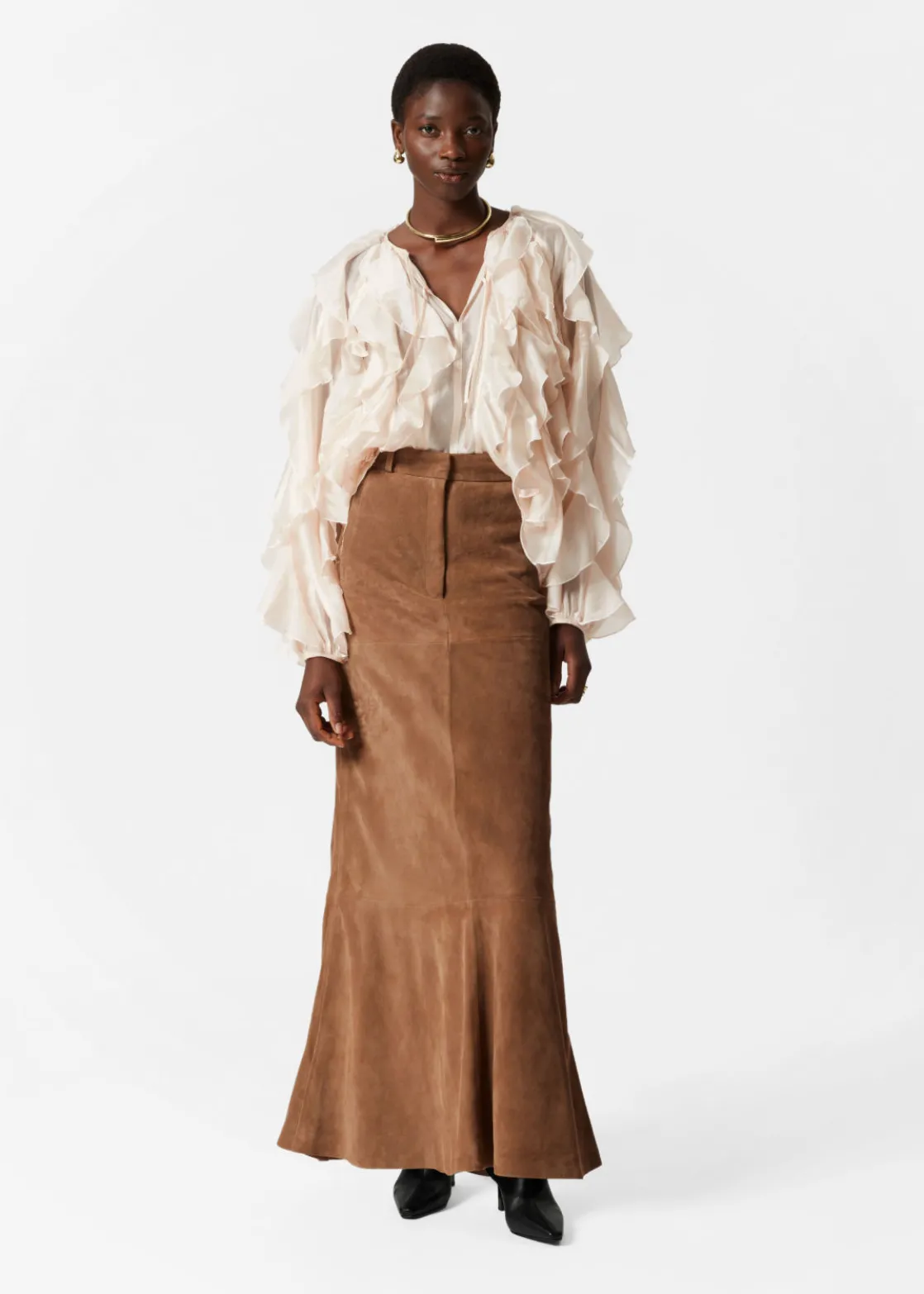 Suede Midi Skirt