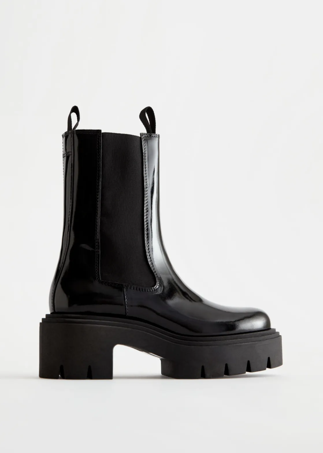 Chunky Platform Chelsea Leather Boots