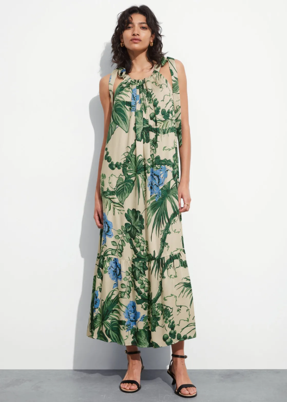 Gathered Sleeveless Midi Dress