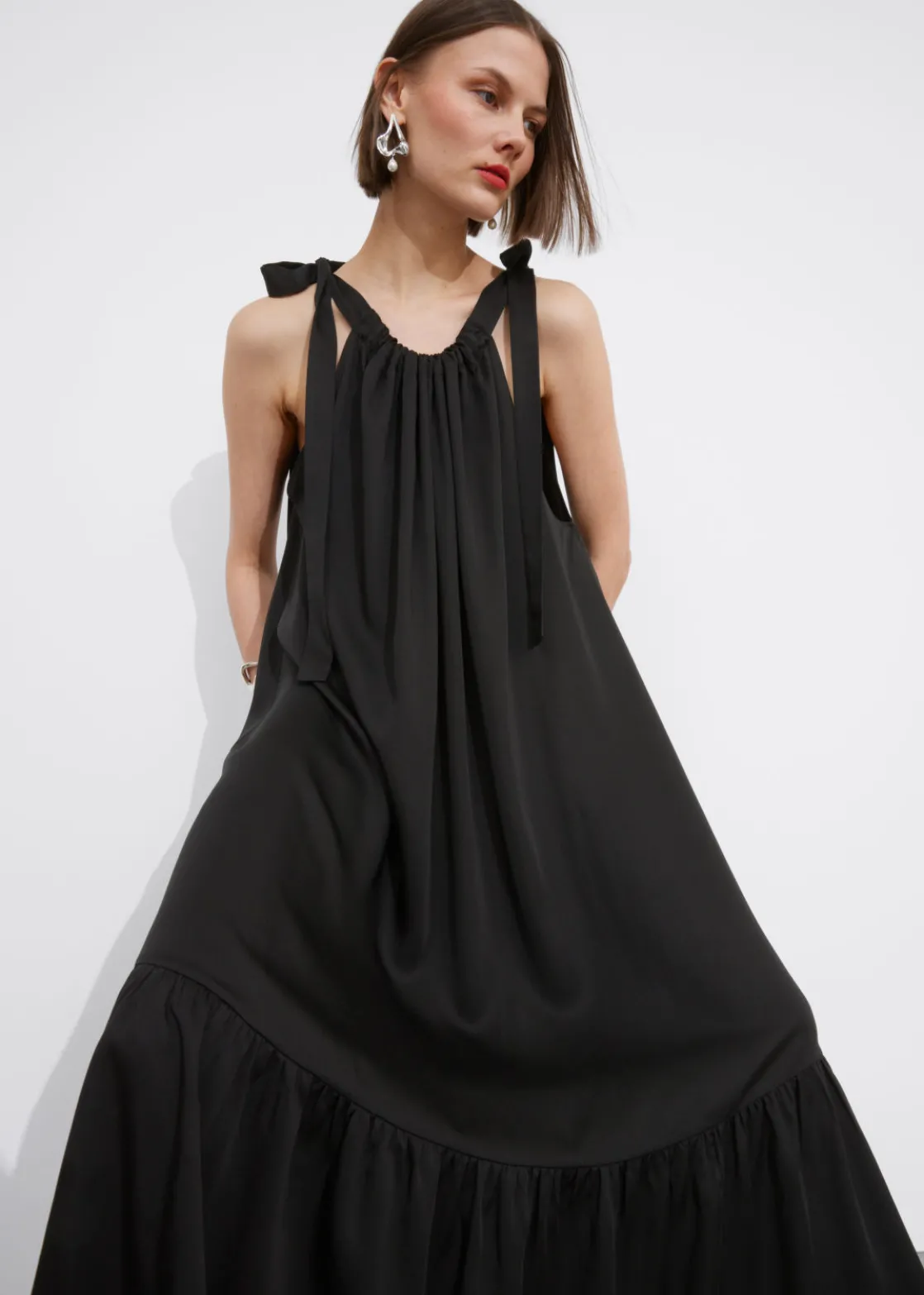 Gathered Sleeveless Midi Dress