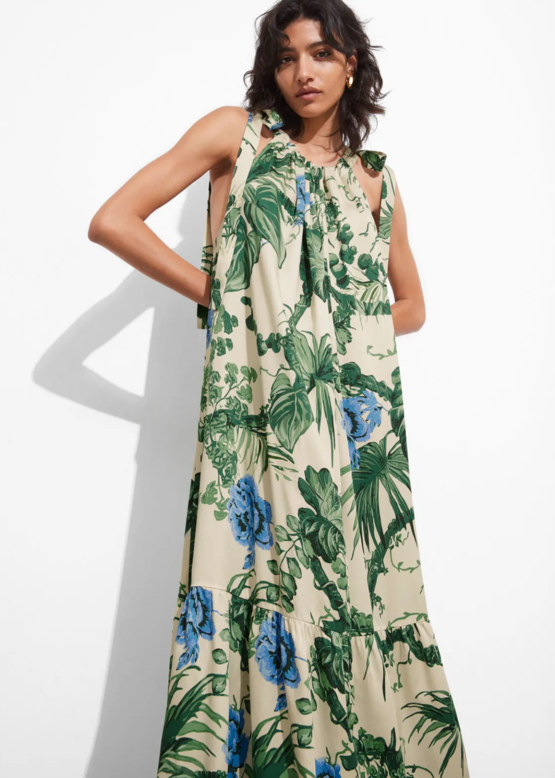 Gathered Sleeveless Midi Dress