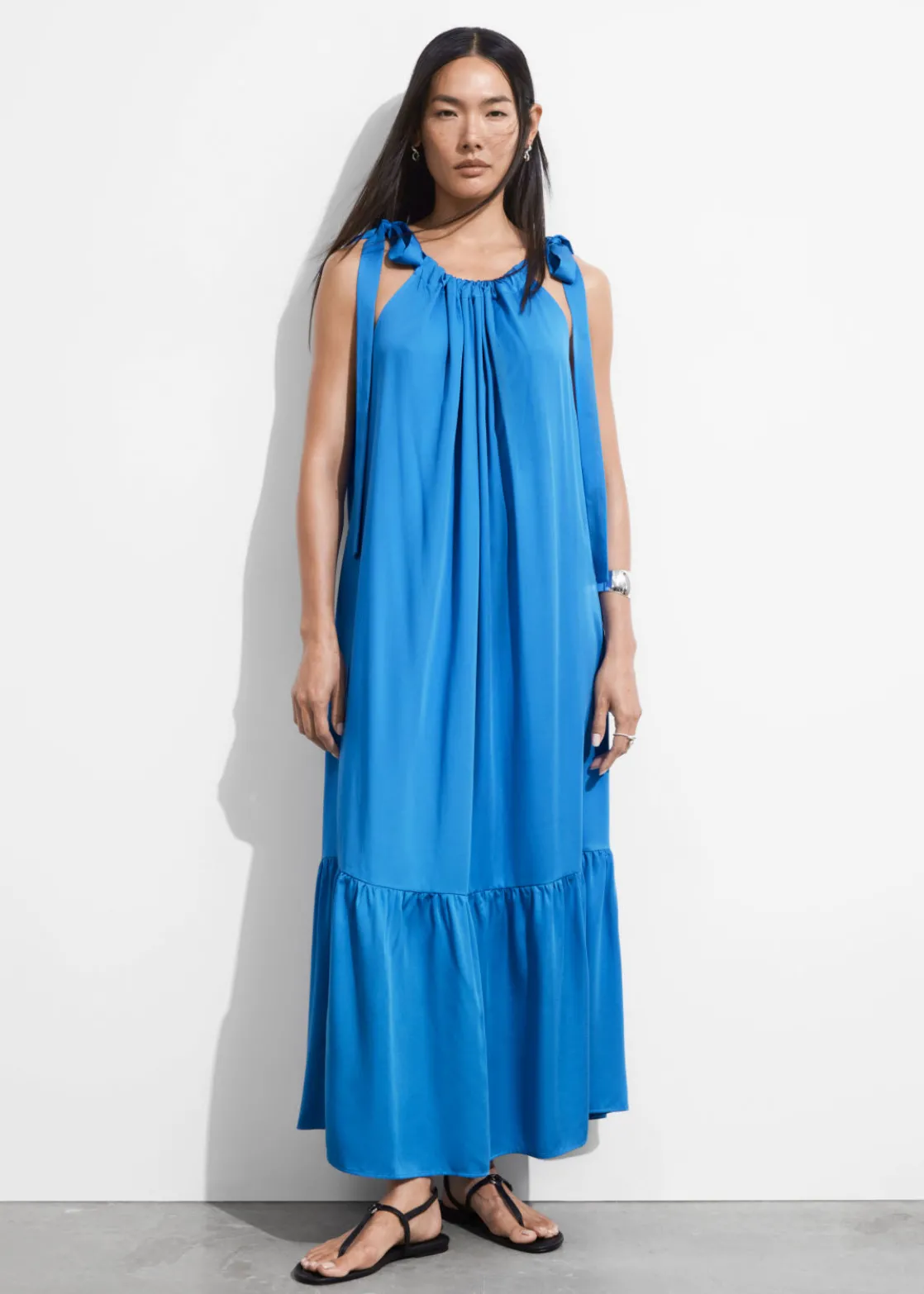 Gathered Sleeveless Midi Dress