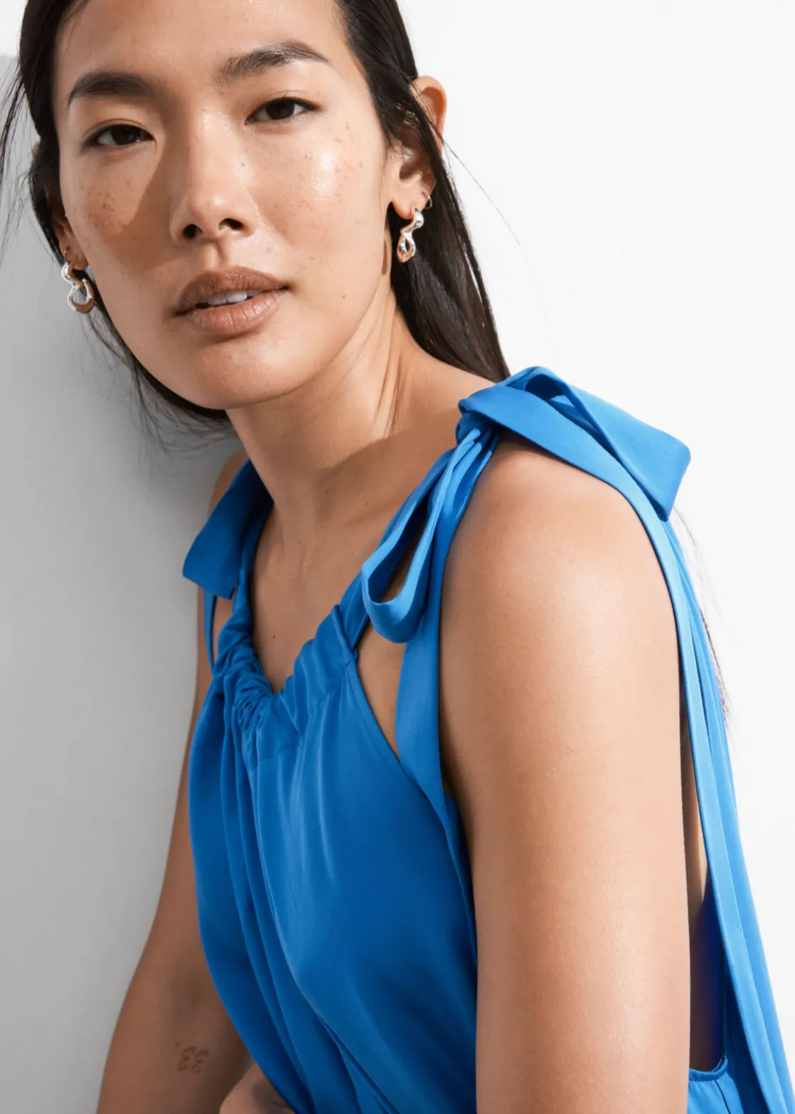 Gathered Sleeveless Midi Dress