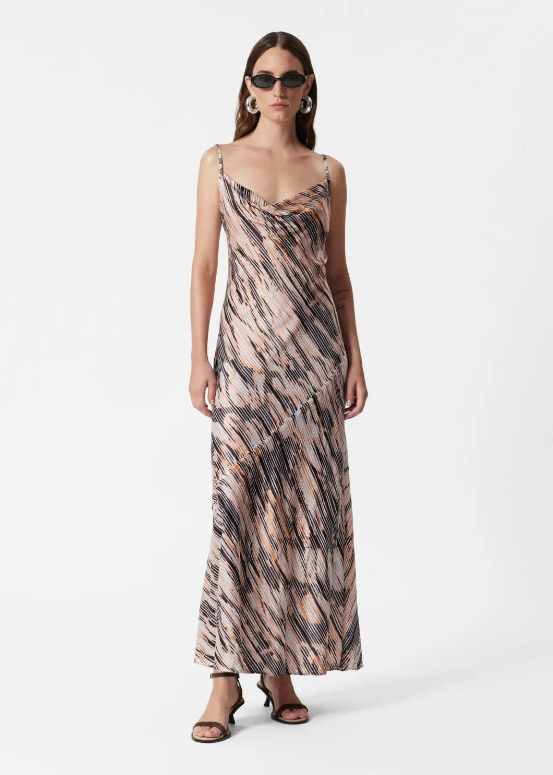 Strappy Cowl-Neck Midi Dress