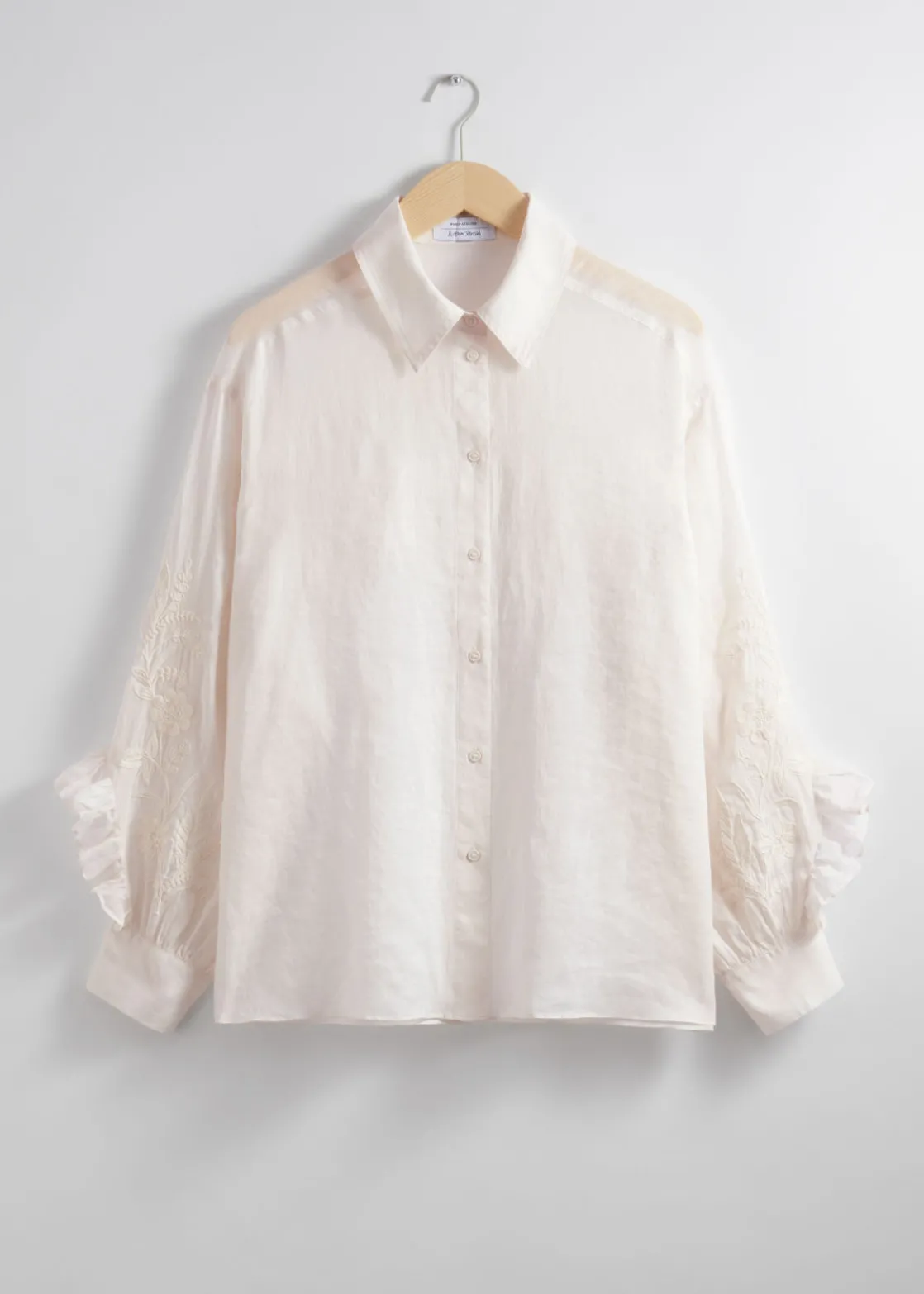 Embroidered Frill-Trimmed Shirt