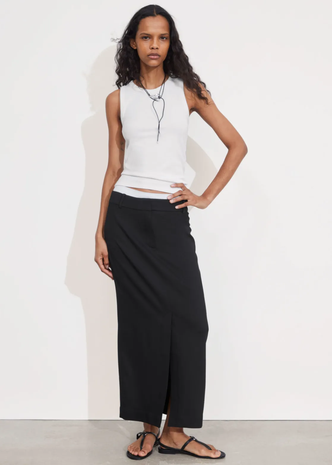 Tailored Pencil Midi Skirt