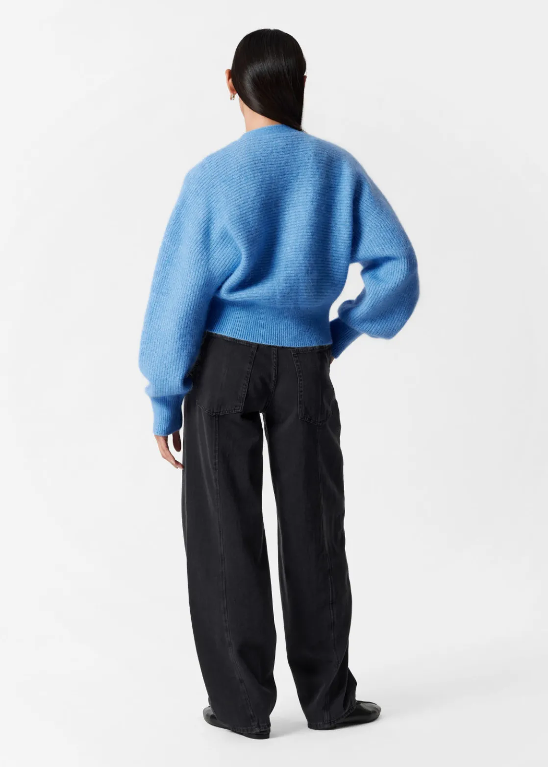 Mohair-Blend Rib-Knit Cardigan