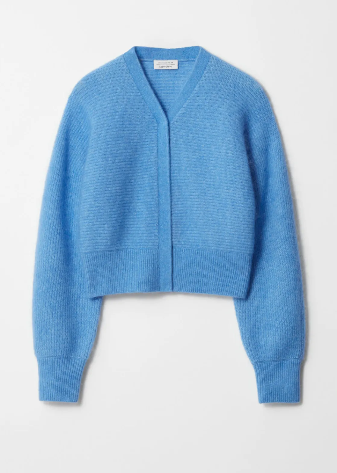 Mohair-Blend Rib-Knit Cardigan