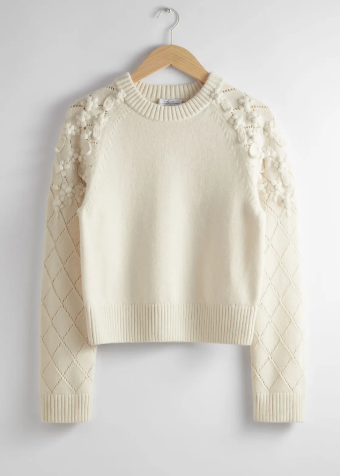 Floral-Appliqué Knit Sweater