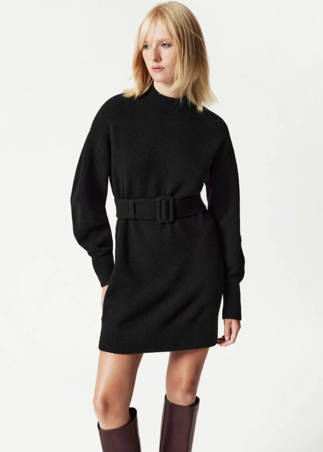 Belted Mini Knit Dress