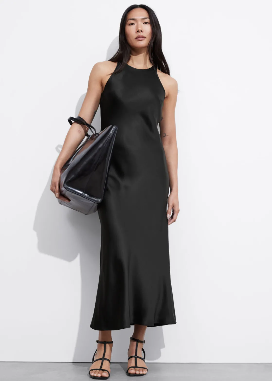 Sleeveless Satin Midi Dress