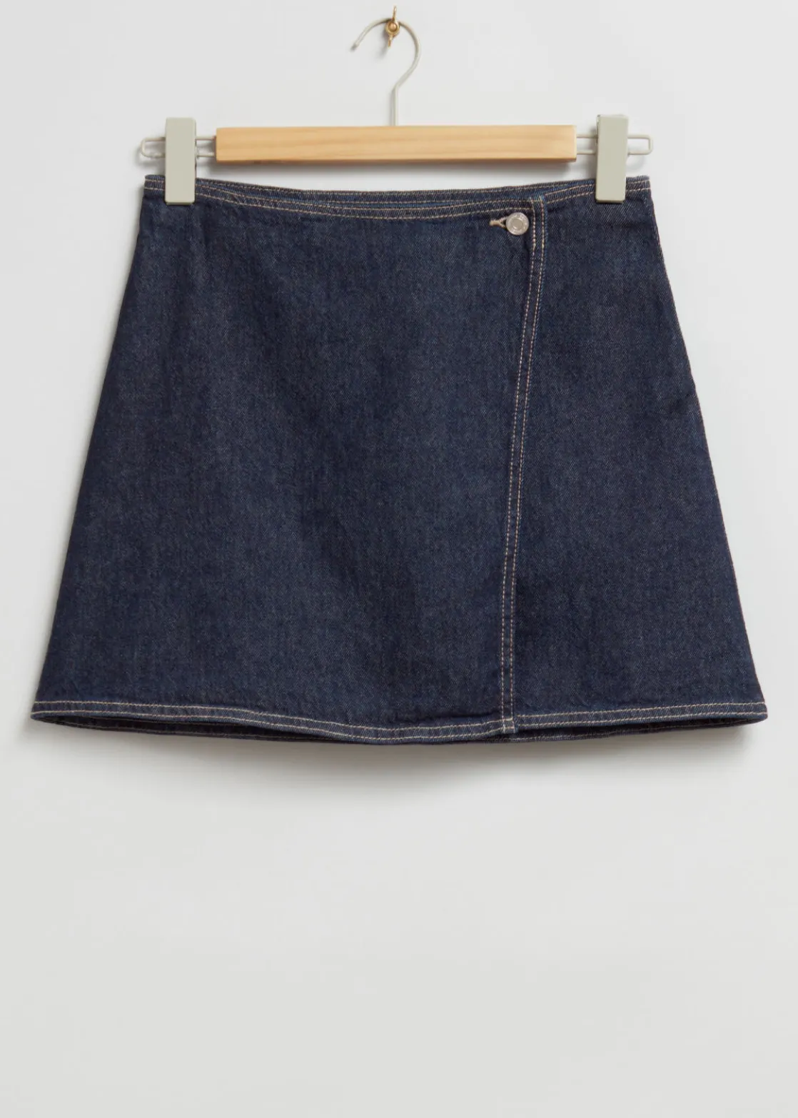 Low-Rise Denim Wrap Skirt