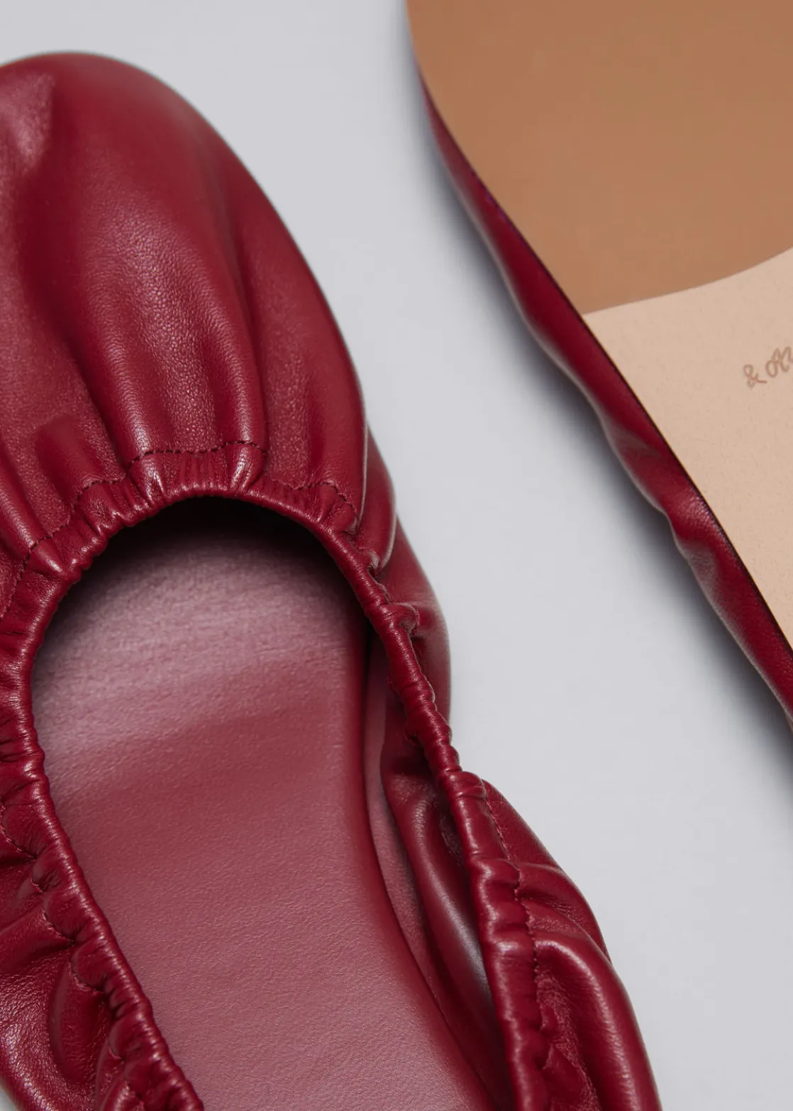 Ruched Leather Ballet Flats