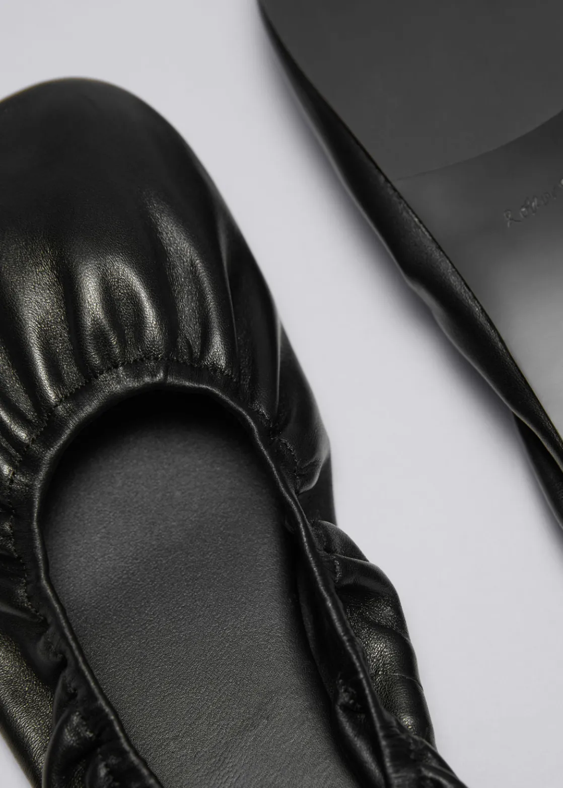 Ruched Leather Ballet Flats