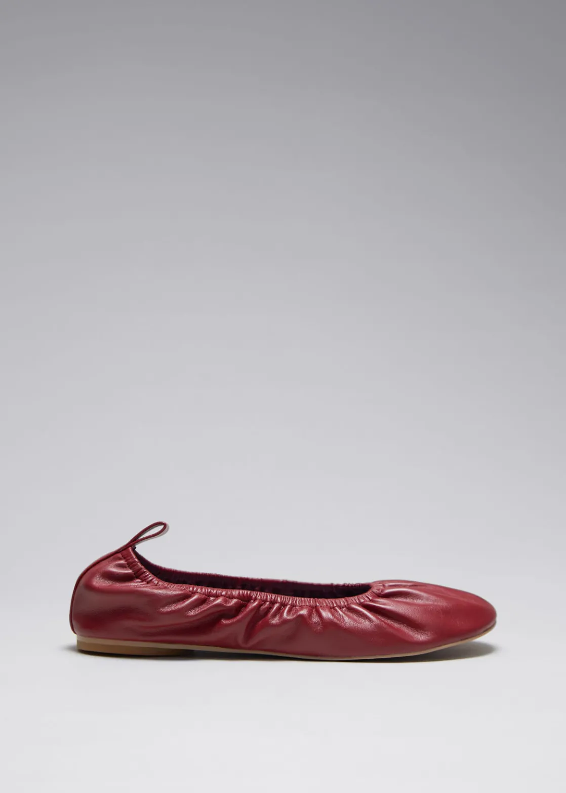 Ruched Leather Ballet Flats
