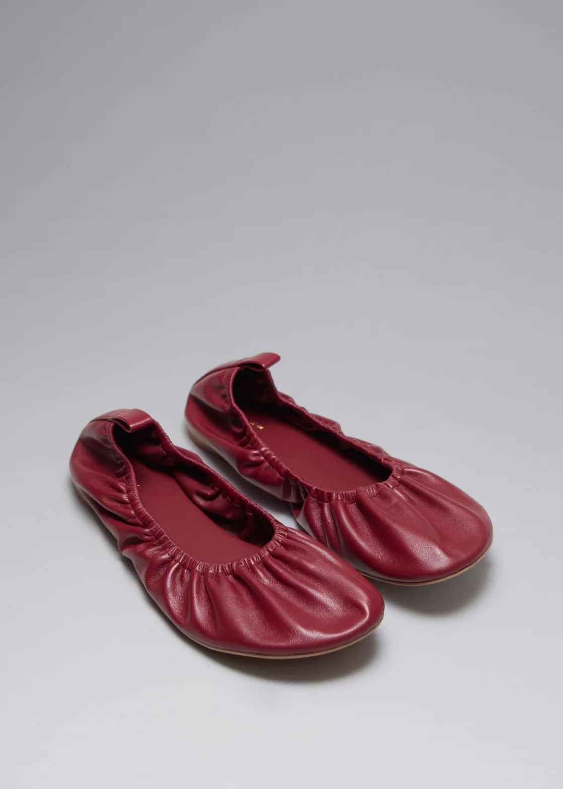 Ruched Leather Ballet Flats