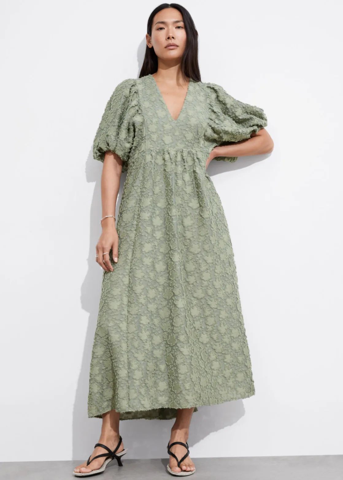 Puff-Sleeve Maxi Dress