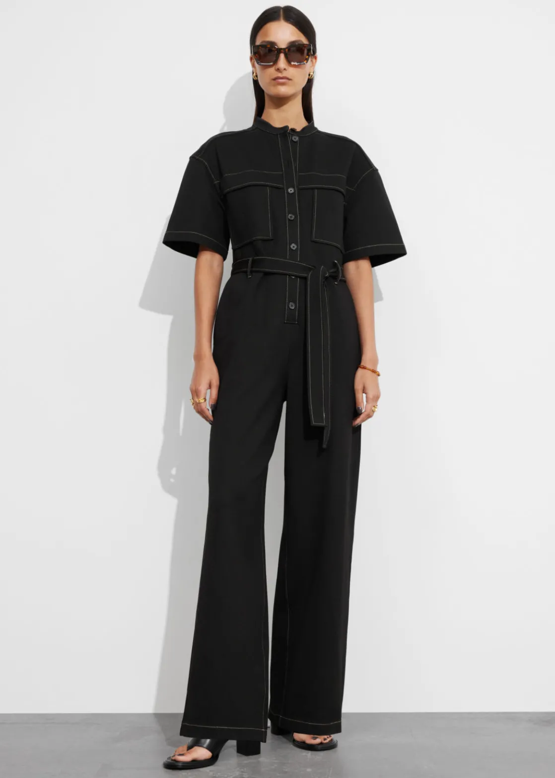 Short-Sleeve Utility Jumpsuit