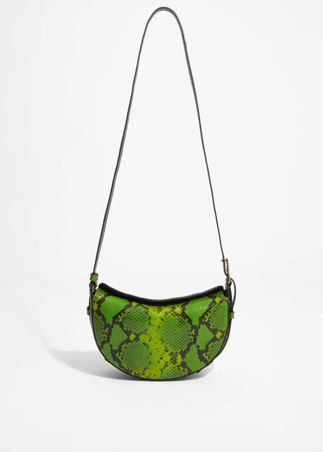 Snake-Embossed Leather Shoulder Bag