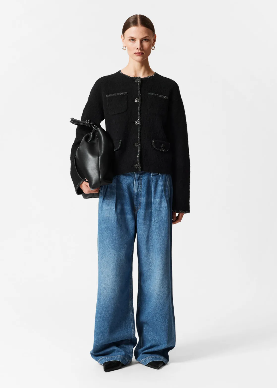 Sequin-Trimmed Cardigan