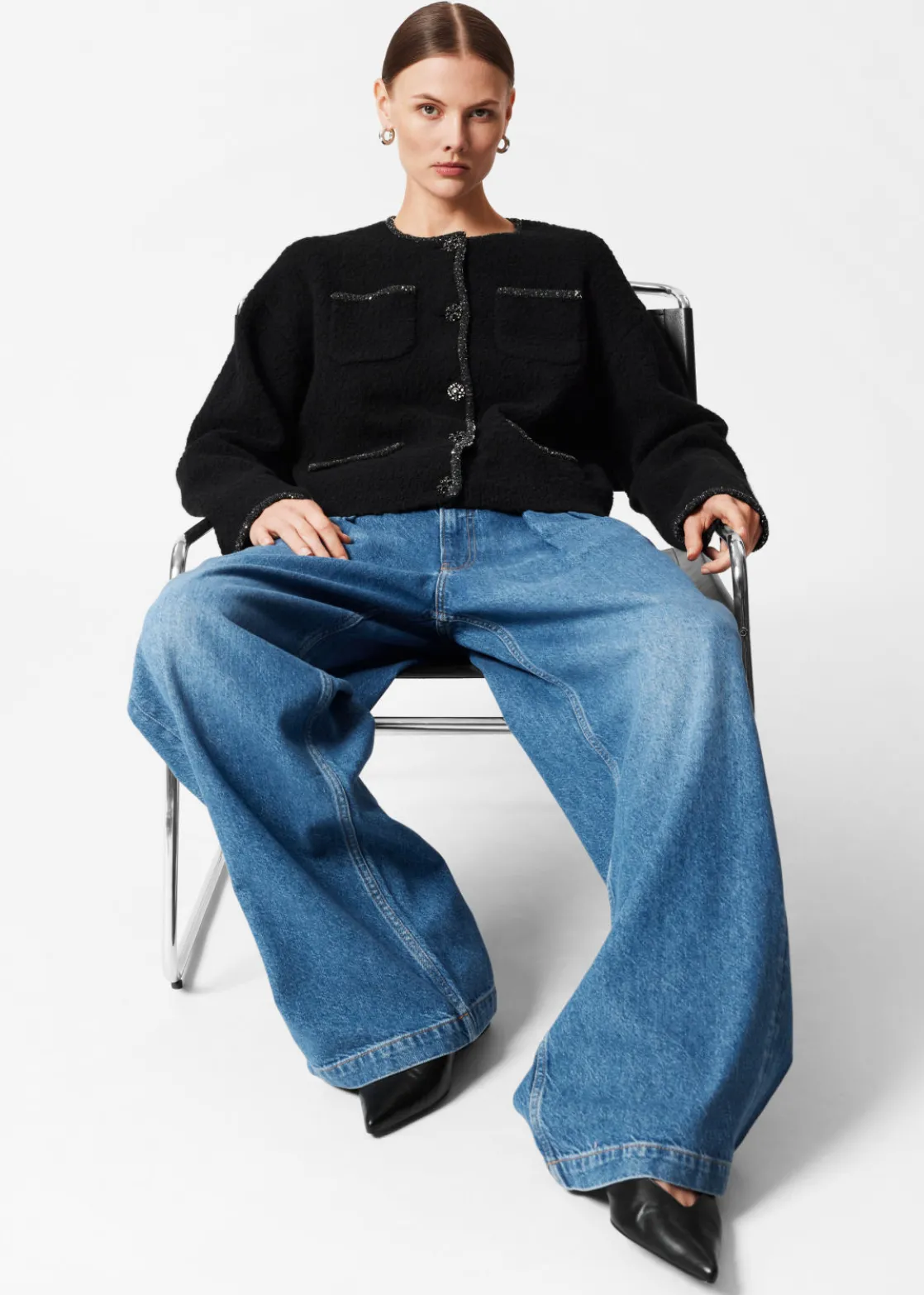 Sequin-Trimmed Cardigan