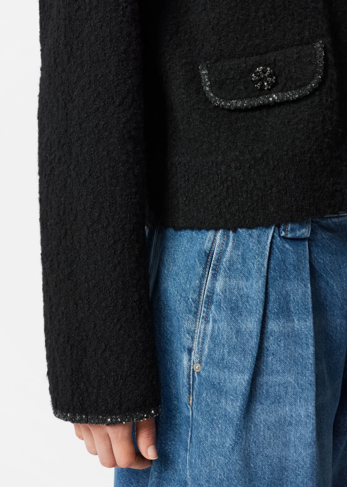 Sequin-Trimmed Cardigan