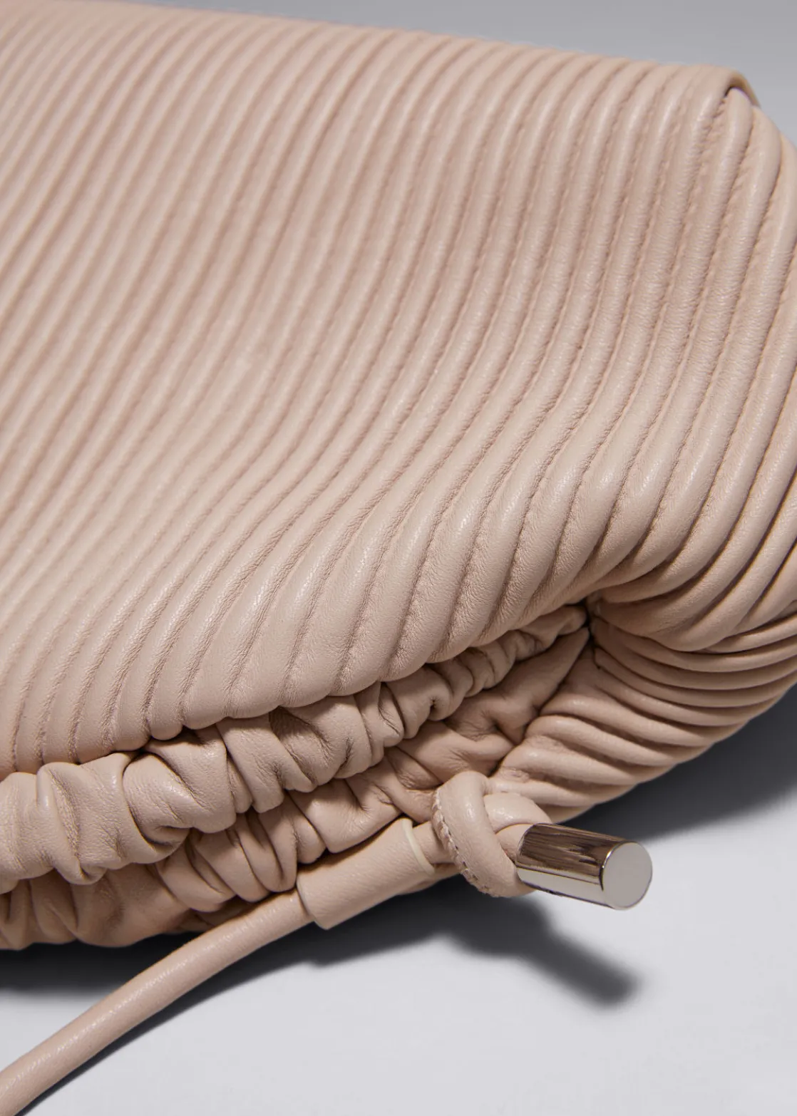 Pleated Leather Clutch Bag