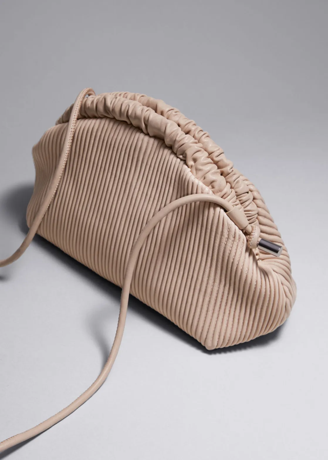 Pleated Leather Clutch Bag