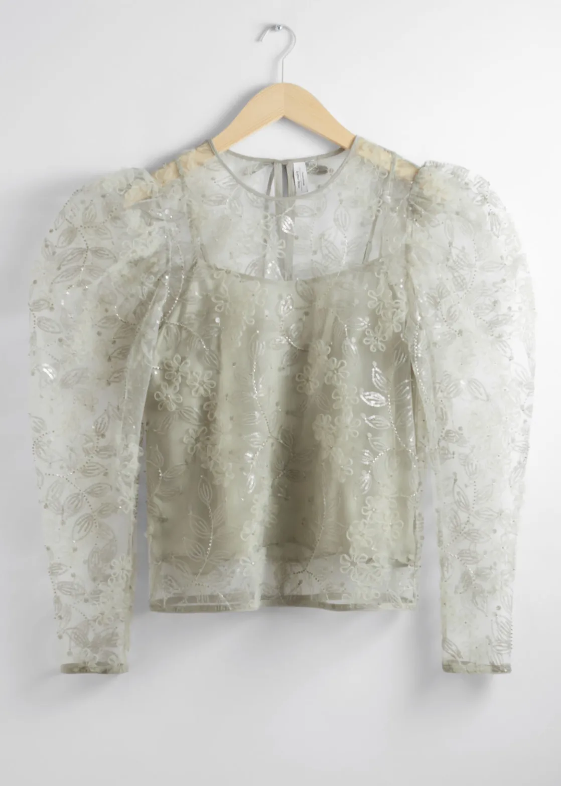 Sheer Embroidered Organza Blouse