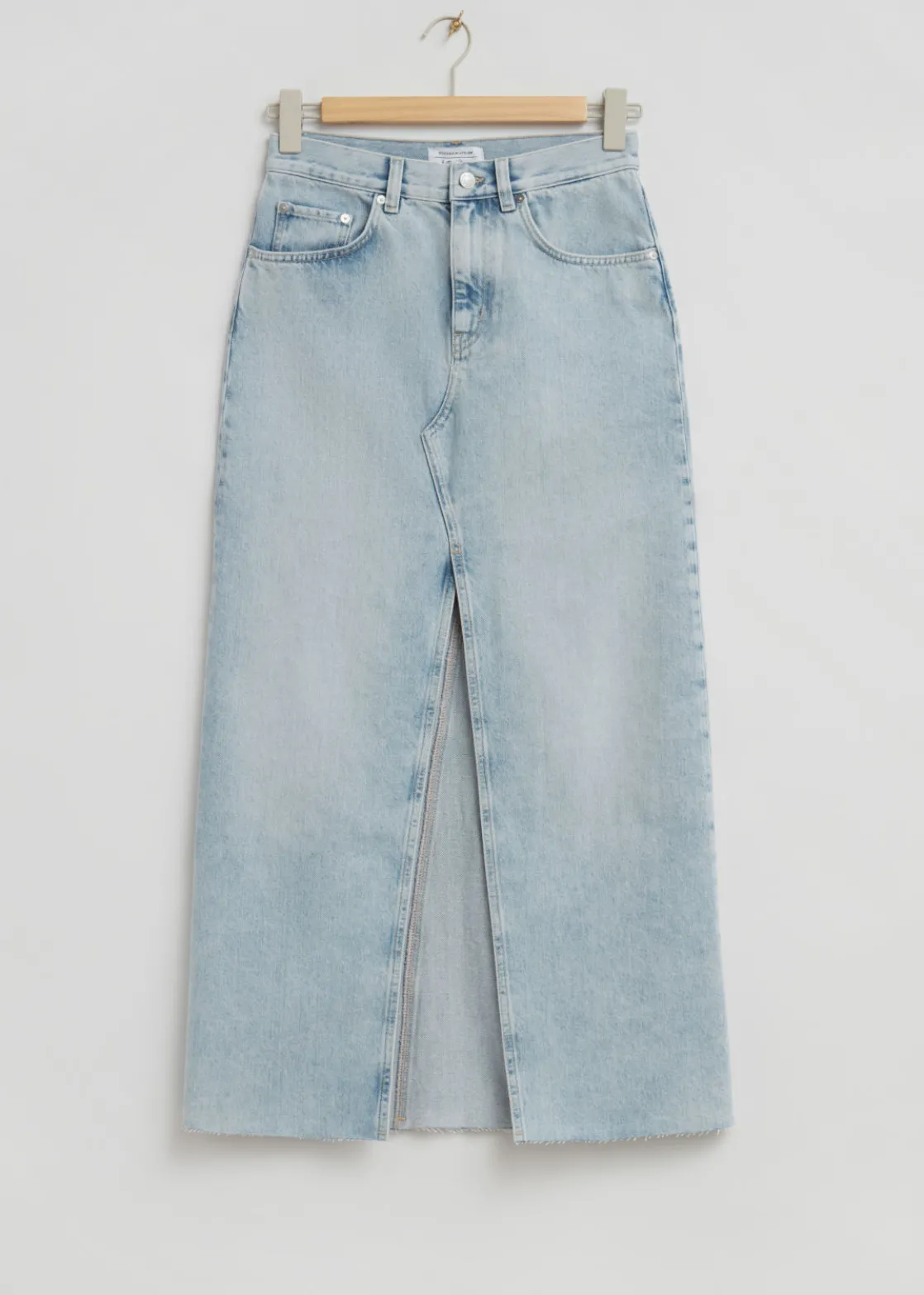 Long Frayed Edge Denim Skirt