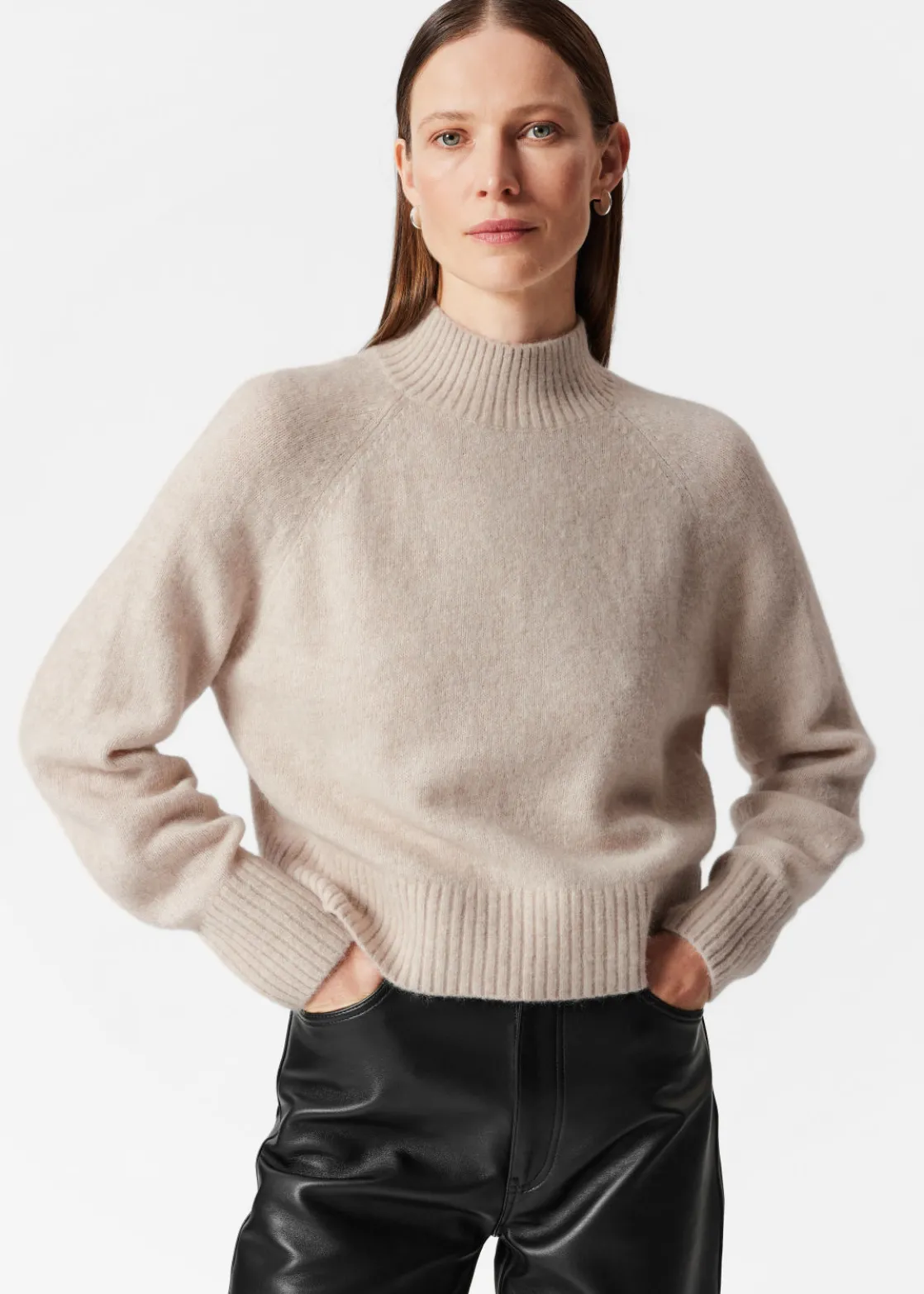 Mock Neck Wool Sweater