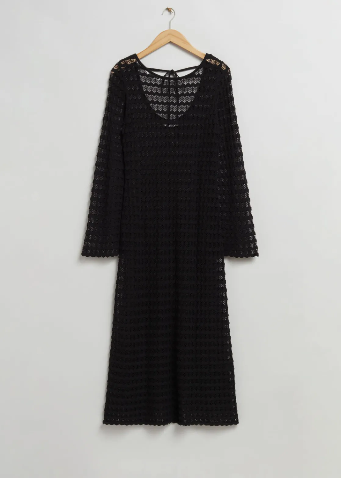 Open Tie-Back Pointelle Knit Dress