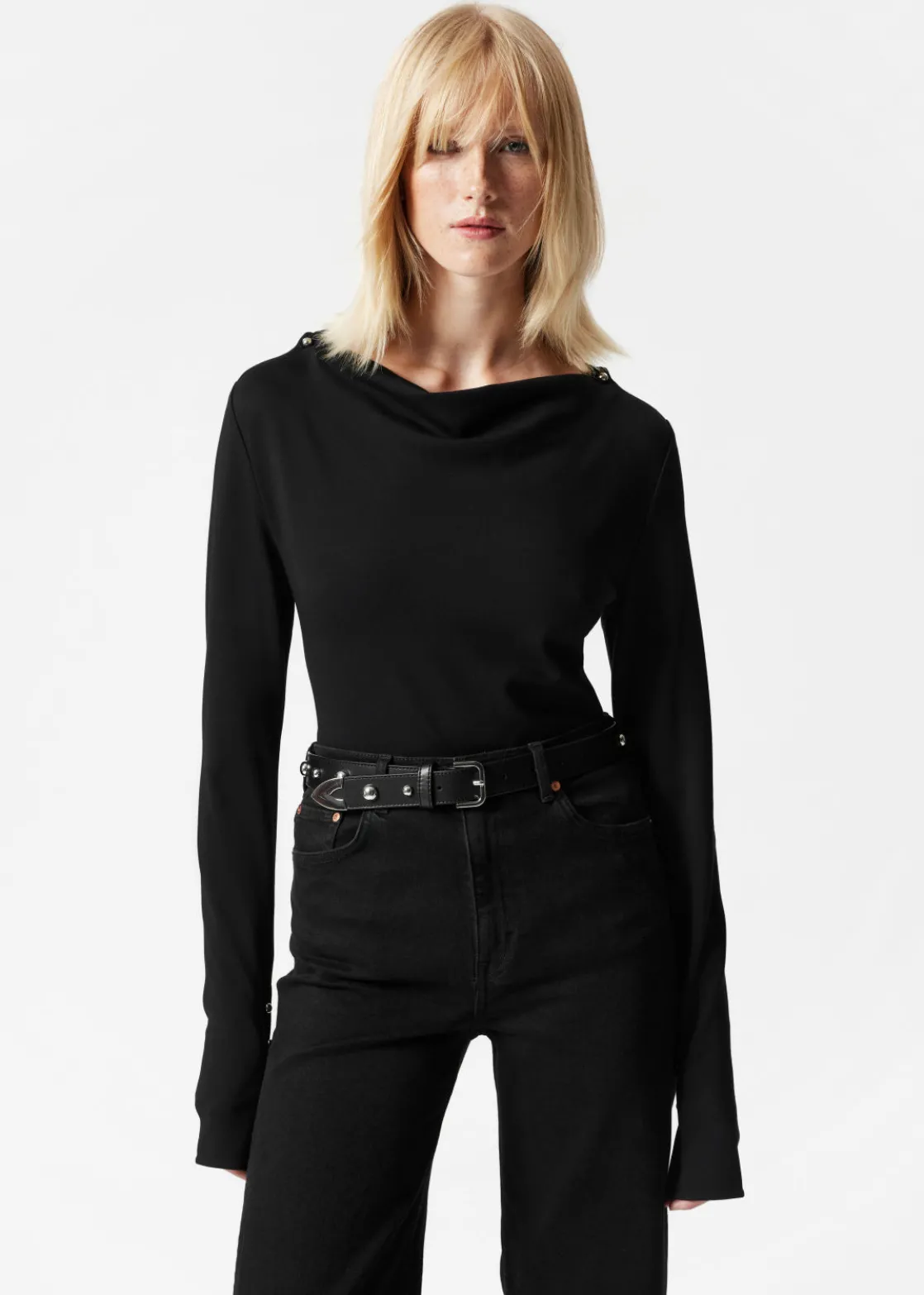 Draped Metal-Trimmed Top