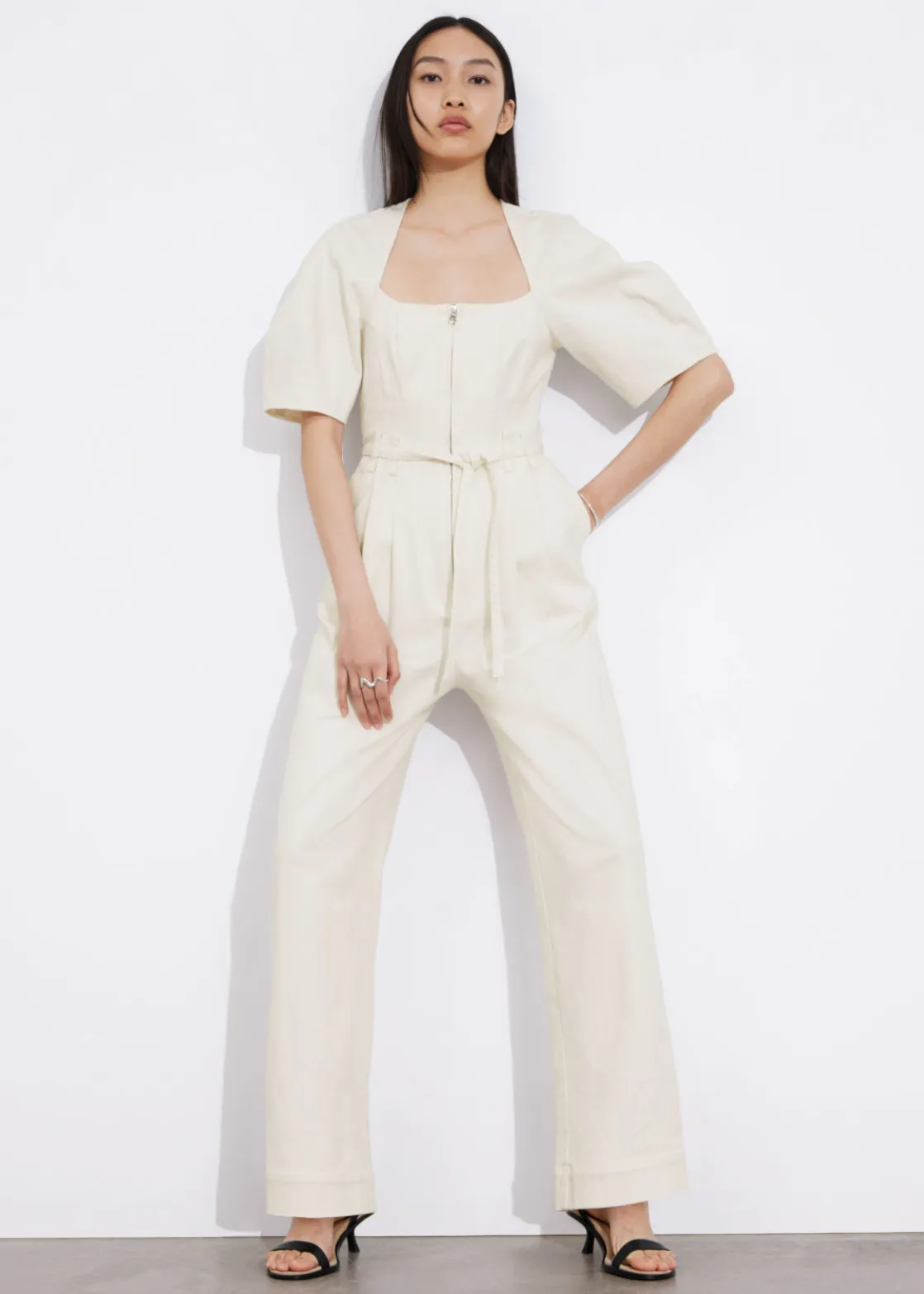 Belted Zip-Front Jumpsuit