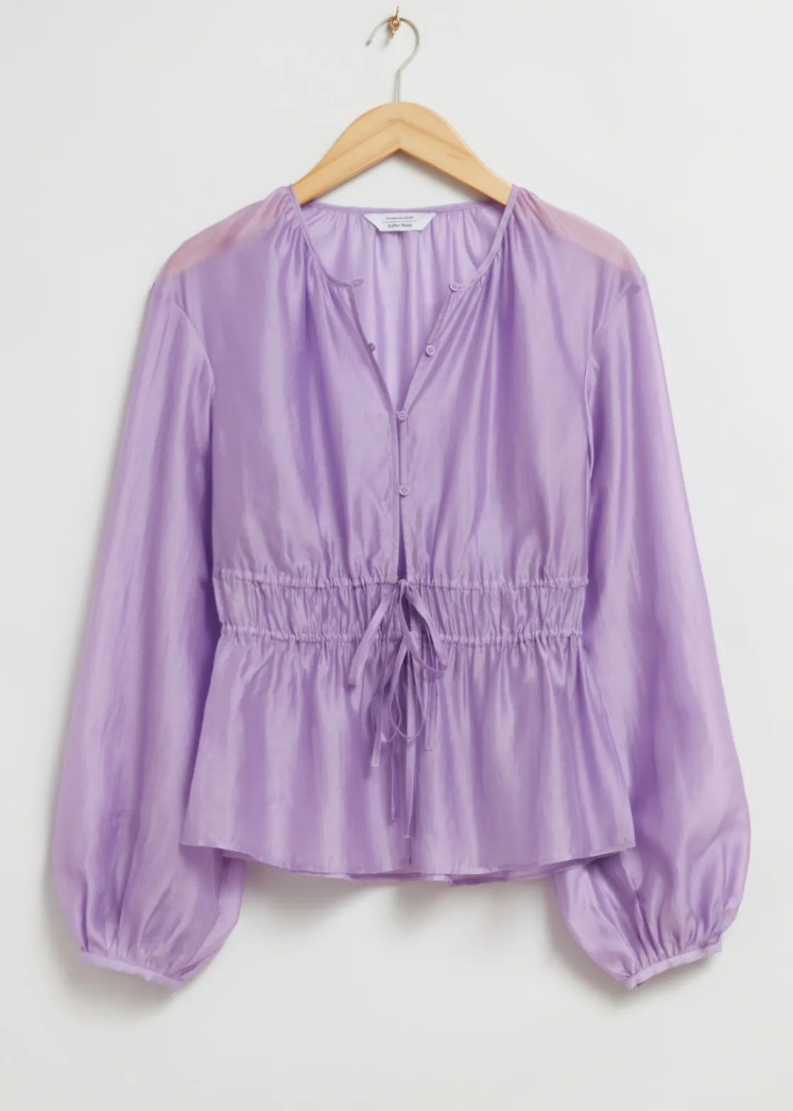Drawstring Waist Blouson Sleeve Blouse