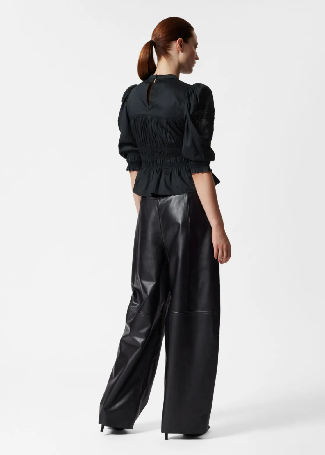 Puff Sleeve Peplum Blouse