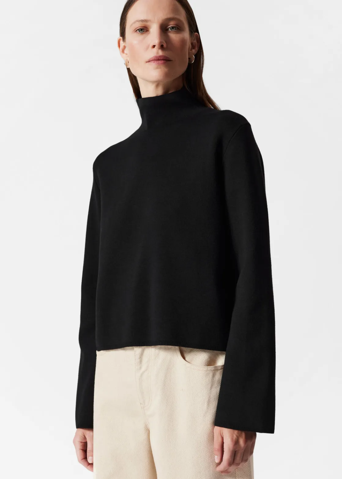 Boxy Turtleneck Knit Sweater